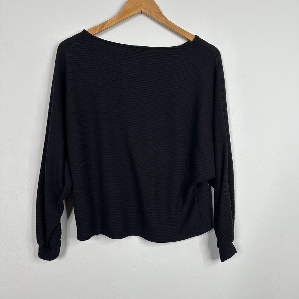 Express Boat Neck Batwing Black Ribbed Sweater - Picture 6 of 7